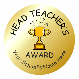 Metallic Gold Head Teacher Award Stickers