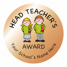 Metallic Bronze Head Teacher Award Stickers