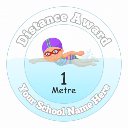 Swimming Distance Award Stickers - 1 Metre - Girls