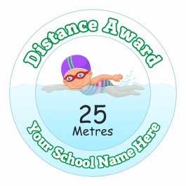 Swimming Distance Award Stickers - 25 Metres - Girls
