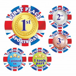 50mm Sports Day GB Themed Stickers