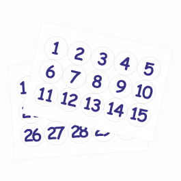 35mm Numbers 1-35 Stickers (White Background)