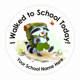 Walk to School Raccoon Character Stickers