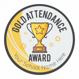 Gold Attendance Trophy Stickers - 35mm