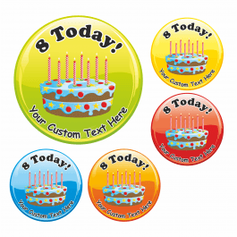 Happy 8th Birthday Cake Praise Stickers