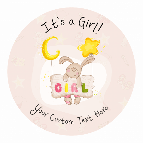 It's a Girl! Announcement Stickers - Stars Design