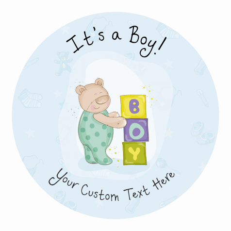 Its a Boy Announcement Stickers - Blocks Design