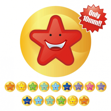 10mm Mini Multi Smiley Star Stickers