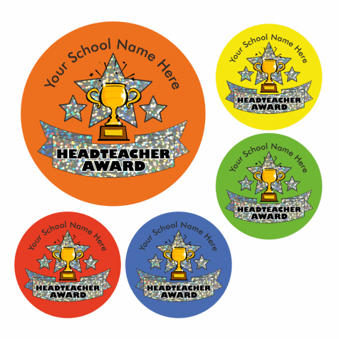 Head Teacher Trophy Award Sparkly Stickers