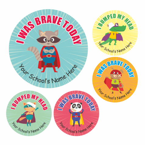 Bravery Bumped Head Superhero Stickers