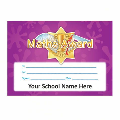 Maths Award Gold Star Certificate