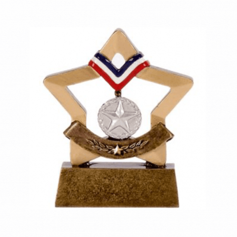 Silver Sports Medal Mini Star Trophy