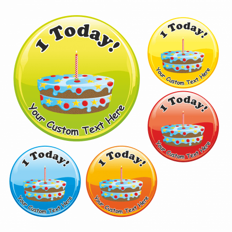 Happy 1st Birthday Stickers - Birthday Cake