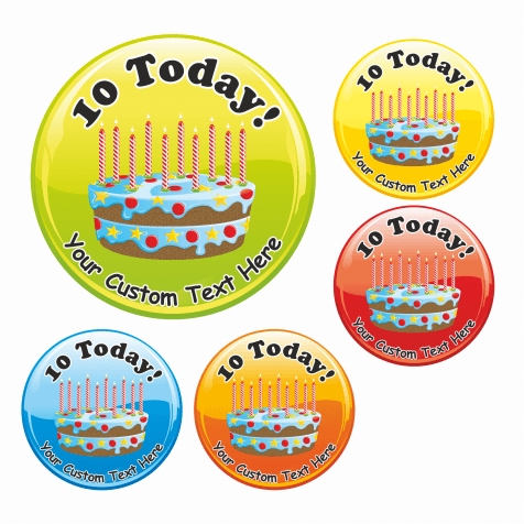 Happy 10th Birthday Cake Praise Stickers
