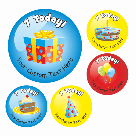 Happy 7th Birthday Stickers - Variety Pack 