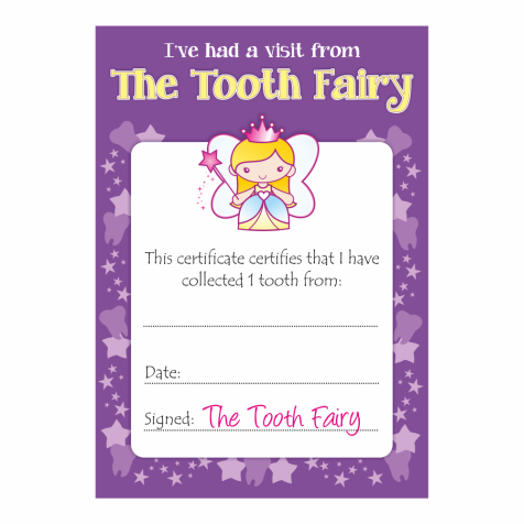 Tooth Fairy Girls Certificates