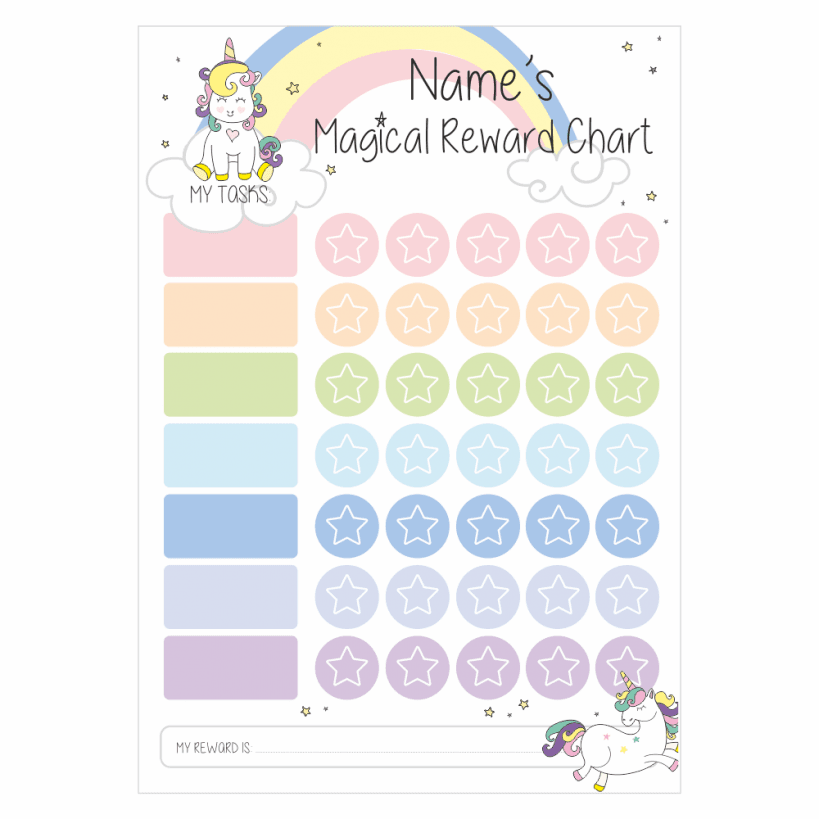 Magical Unicorn Reward Chart with Sparkly Stickers