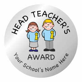 Metallic Silver Head Teacher Award Stickers