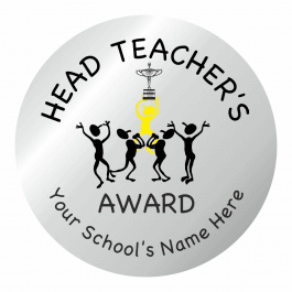 Metallic Silver Head Teacher Award Stickers