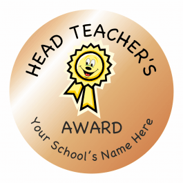Metallic Bronze Head Teacher Award Stickers