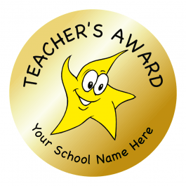 Teachers Award Stickers - Metallic Gold