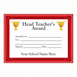 Head Teacher Award Certificates