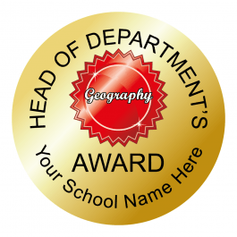 Head of Department - Geography Award Stickers - Metallic Gold