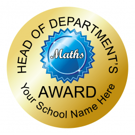 Head of Department - Maths Award Stickers - Metallic Gold