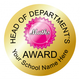 Head of Department - Maths Award Stickers - Metallic Gold