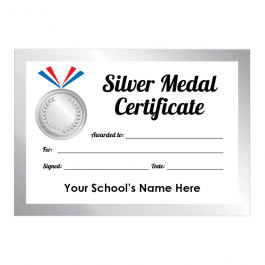 Sports Day Silver Medal Certificates