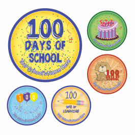 Super Sized 100th Day of School Stickers - Colourful