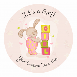 It's a Girl! Announcement Stickers - Blocks Design