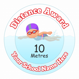Swimming Distance Award Stickers - 10 Metres - Girls