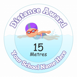 Swimming Distance Award Stickers - 15 Metres - Girls