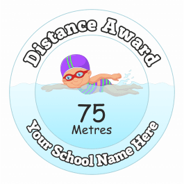 Swimming Distance Award Stickers - 75 Metres - Girls
