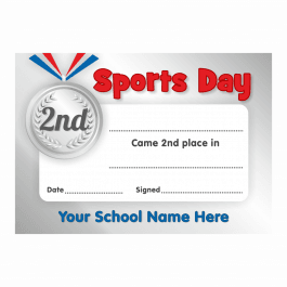 Sports Day 2nd Place Certificates