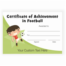 Character Football Achievement Certificate