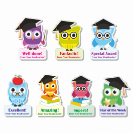 Headteacher Studious Owl Custom Shape Stickers