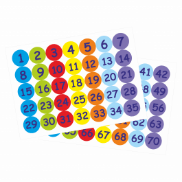 25mm Numbers 1-70 Stickers