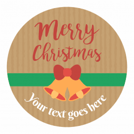 Christmas Stickers - Brown Paper and Bell Design