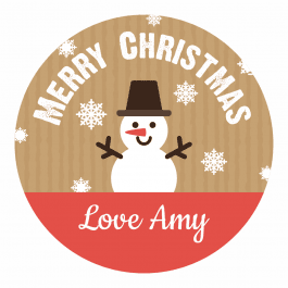 Christmas Stickers - Brown Paper Snowman Design