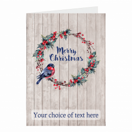 Robin and Wreath Personalised Christmas Cards