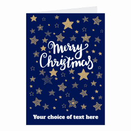 Navy and Gold Stars Personalised Christmas Cards