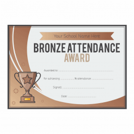 Bronze Attendance Trophy Certificates - A5