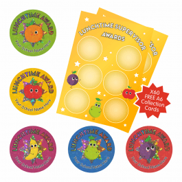 Sparkly Collectable Lunchtime Stickers with 60 FREE A6 Charts