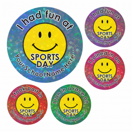 Smiley Sports Day Sparkly Stickers