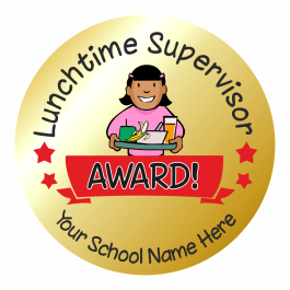 Metallic Gold Lunchtime Supervisor Award Stickers