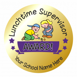 Metallic Gold Lunchtime Supervisor Award Stickers