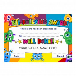 Anti-Bullying Award Monster Certificate