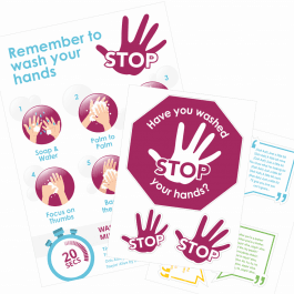 STOP Hand Washing Poster & Sticker Pack